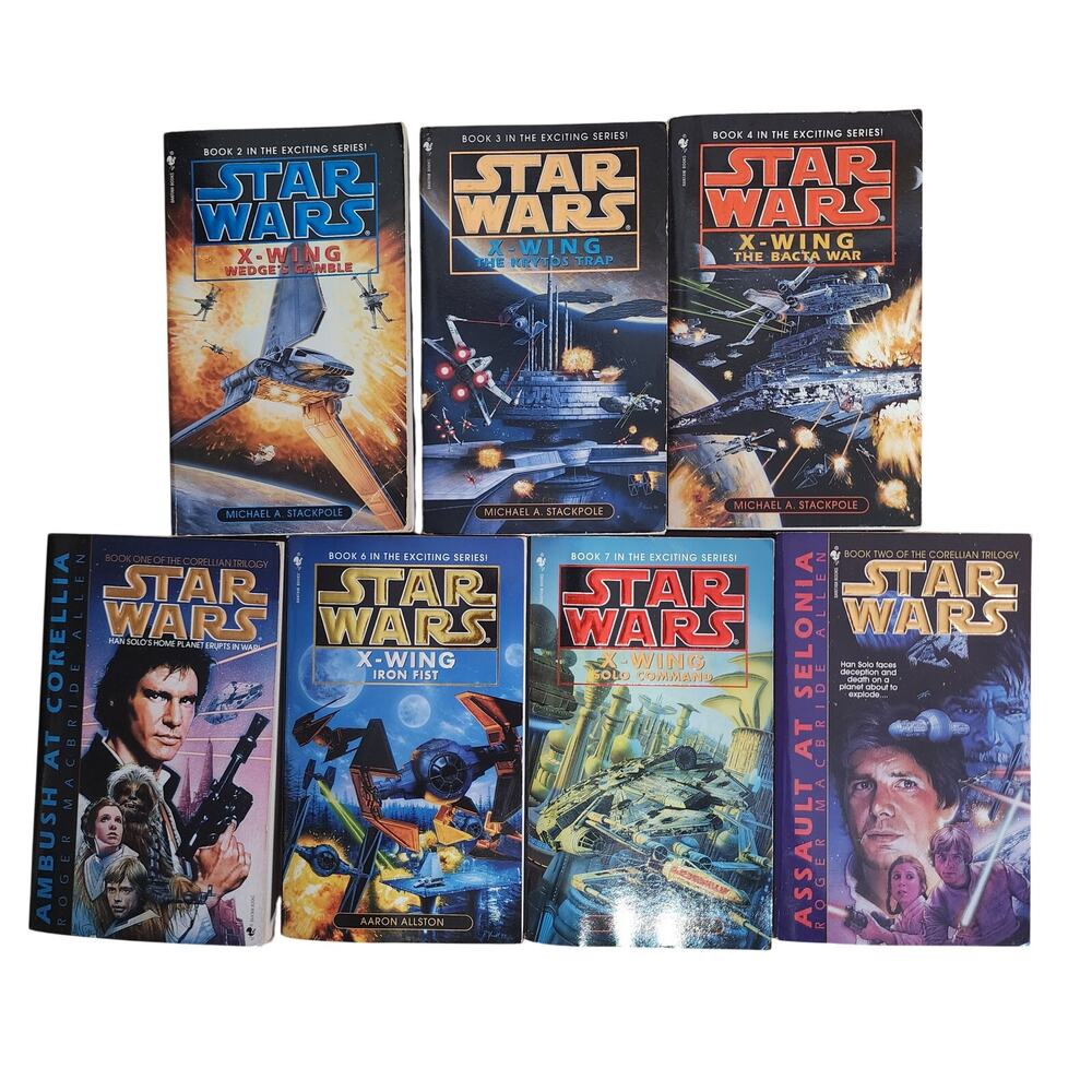 Vintage Star Wars X-Wing plus Han Solo Paperback books lot of 7